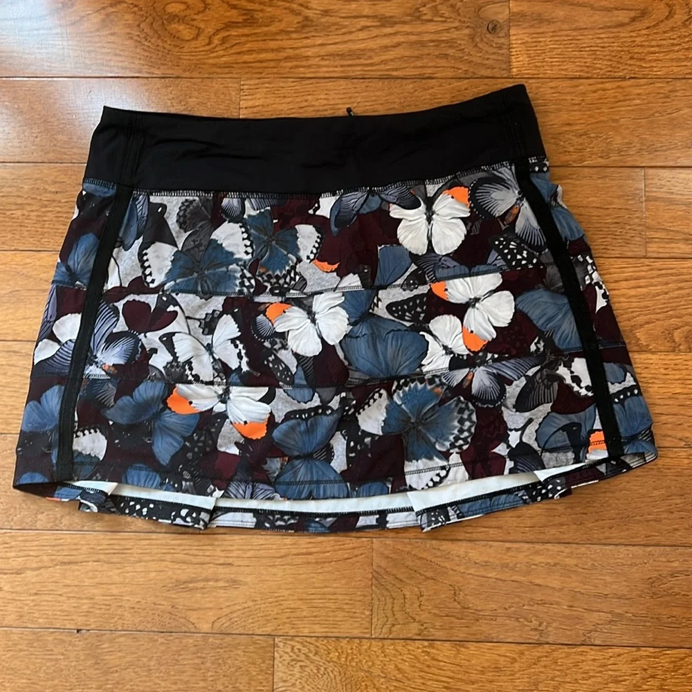 🖤LULULEMON PACE RIVAL SKIRT/SKORT*TALL-BIGGIE SO FLY BUTTERFLY PIZZAZ/BLACK-8🖤 - Picture 2 of 15